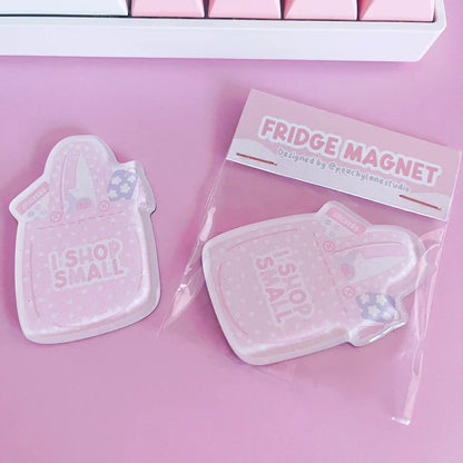 Shop Small Tote Glitter Acrylic Magnet