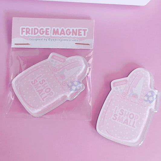 Shop Small Tote Glitter Acrylic Magnet