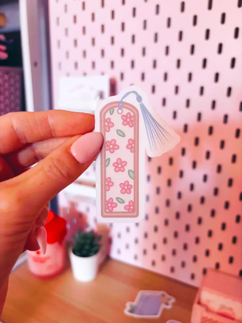 Floral Bookmark Vinyl Sticker