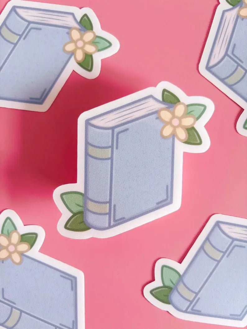 Closed Book With Flowers Vinyl Sticker