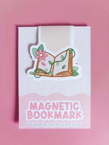 Floral Open Book Magnetic Bookmark