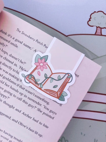 Floral Open Book Magnetic Bookmark