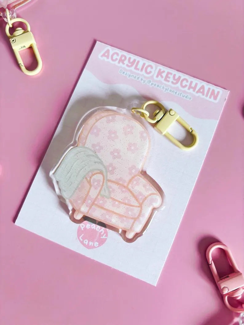 Cosy Armchair Glitter Acrylic Keychain