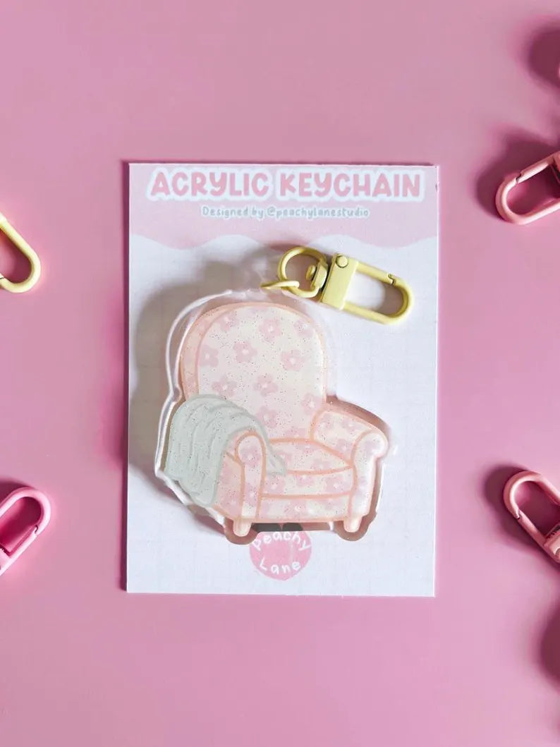 Cosy Armchair Glitter Acrylic Keychain