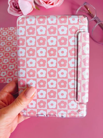 Retro Pink Flowers Kindle Bundle - Case and Insert - Kindle 11th 6" 2022 & 2024