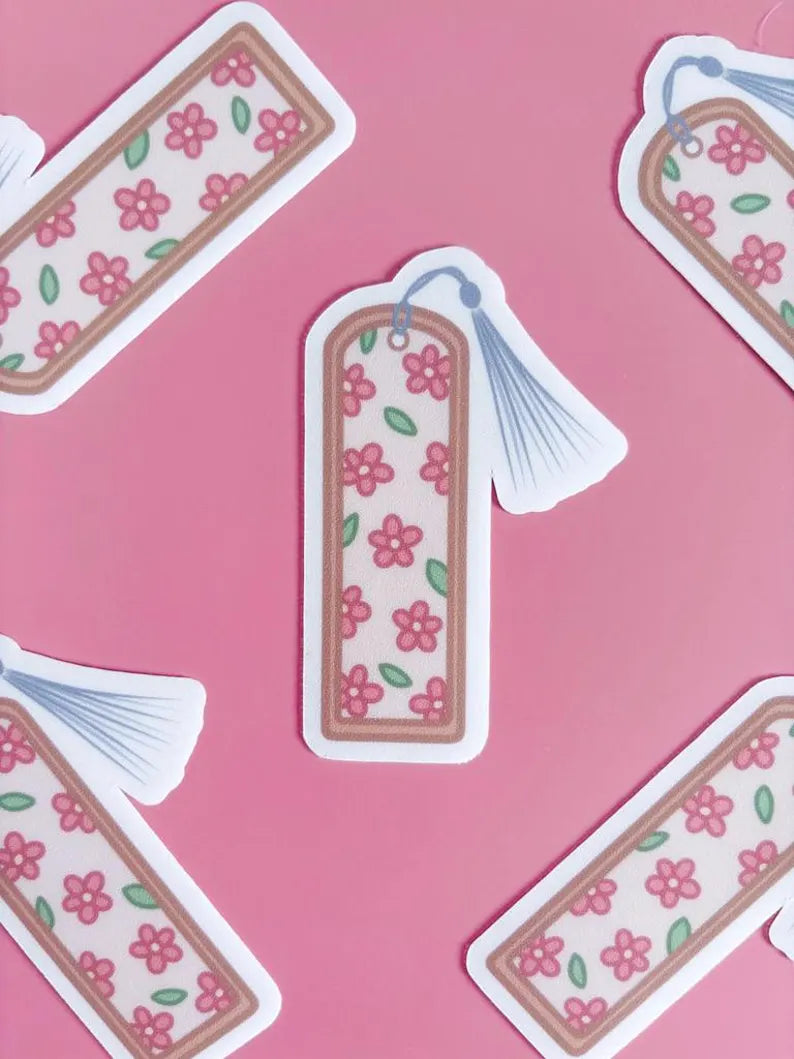 Floral Bookmark Vinyl Sticker