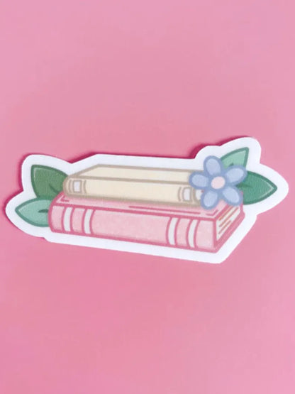Leafy Book Stack Vinyl Sticker