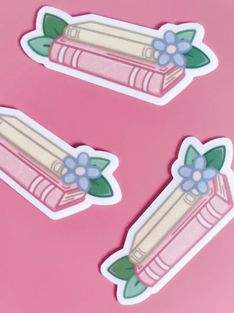 Leafy Book Stack Vinyl Sticker
