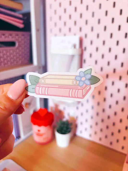 Leafy Book Stack Vinyl Sticker