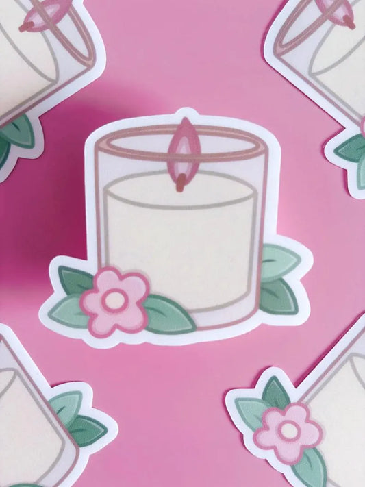 Candle With Flowers Vinyl Sticker