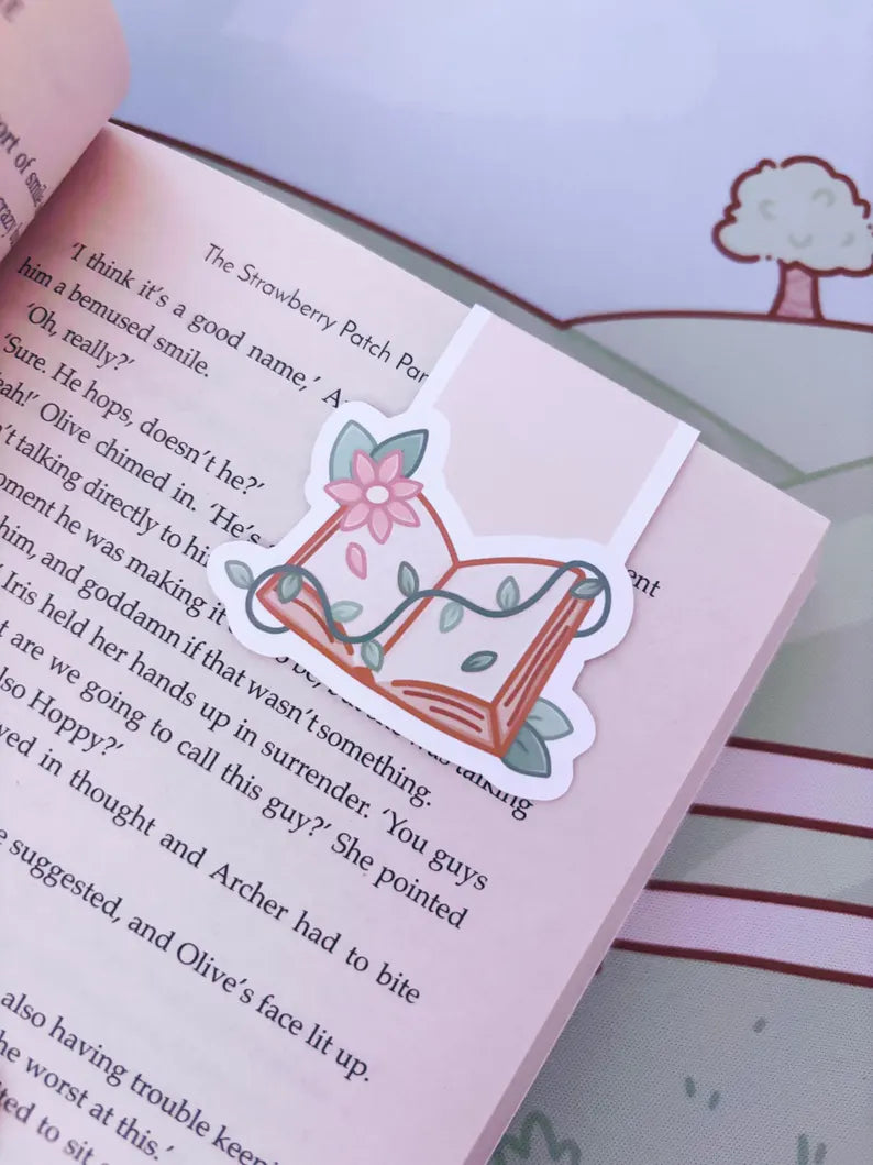 Floral Open Book Magnetic Bookmark
