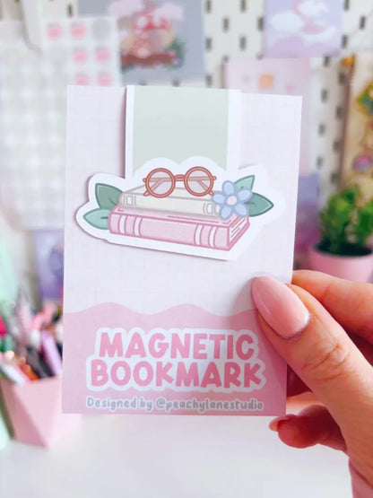 Books and Reading Glasses Magnetic Bookmark