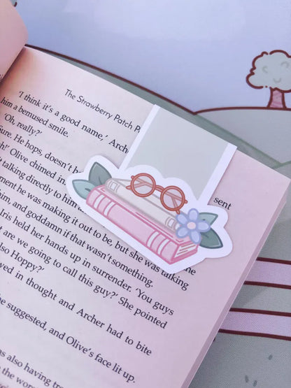 Books and Reading Glasses Magnetic Bookmark