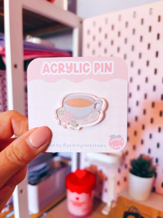 Cottagecore Tea Cup Acrylic Pin