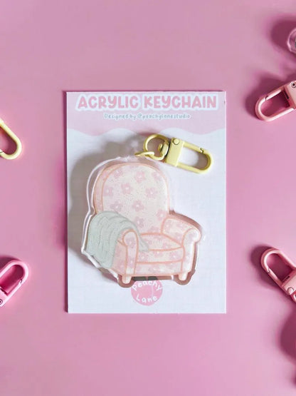 Cosy Armchair Glitter Acrylic Keychain