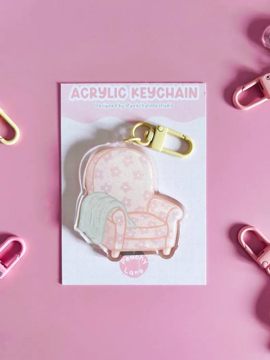 Cosy Armchair Glitter Acrylic Keychain