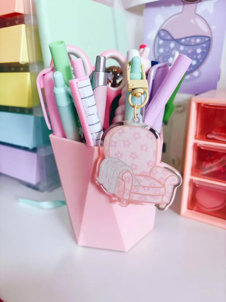 Cosy Armchair Glitter Acrylic Keychain