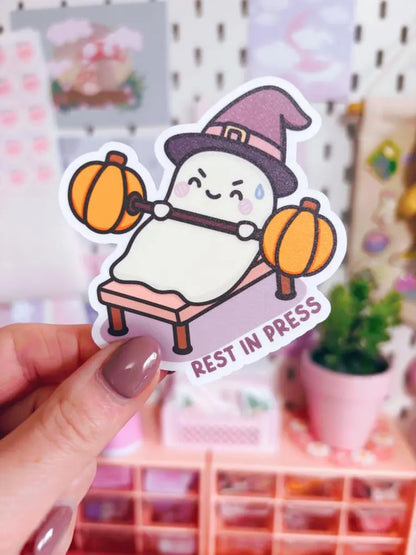 Rest In Press Gym Ghost Vinyl Sticker