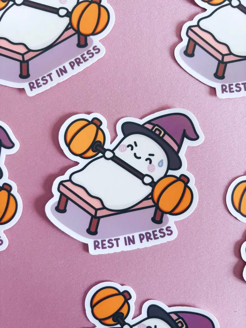 Rest In Press Gym Ghost Vinyl Sticker